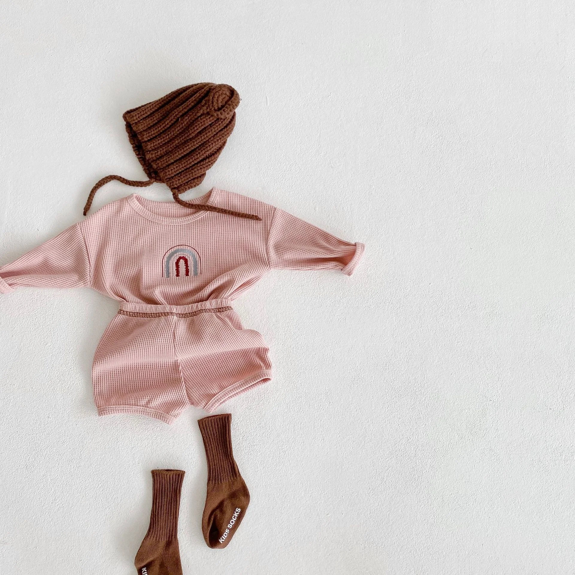 Title 5, Baby regenboog geborduurd T-shirt en broek set,...