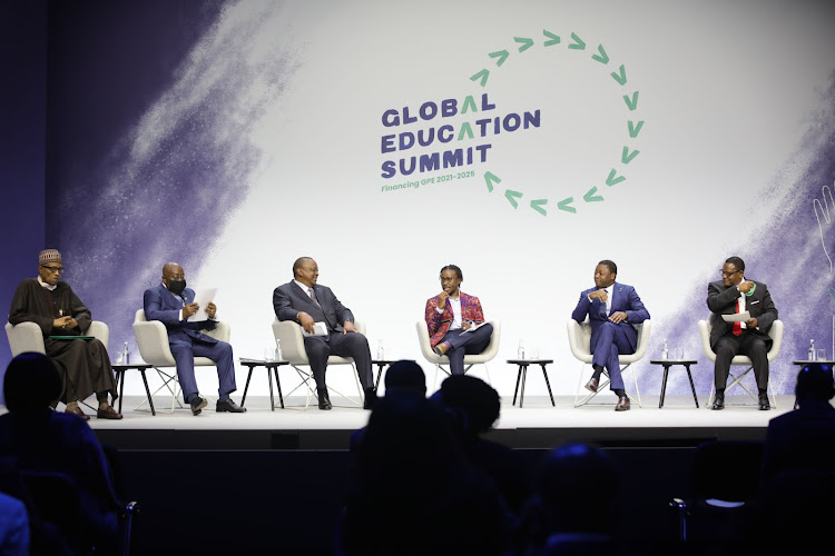 President Uhuru Kenyatta and other World leaders in a panel discussion during the Gloabal Patnership for Education summit 2021