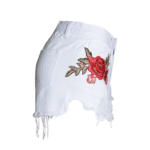 Title 9, Embroidered loose beard jeans women shorts, com...