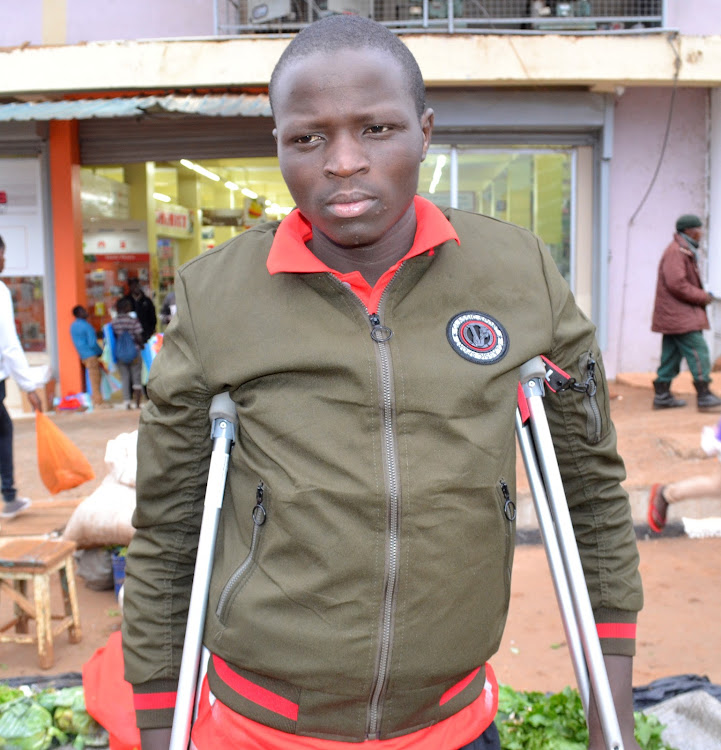 Migrant worker Isaac Kiprotich arrives back home in crutches