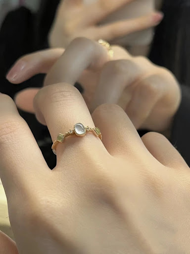 Title 3, Womens Glass Colorful Gem Geometric Ring, a lu...