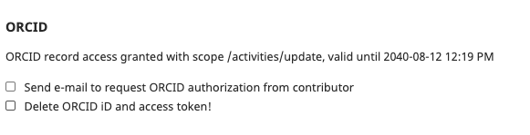 ORCID record access granted with socpe / activities / update, valid until 2040-08-12.