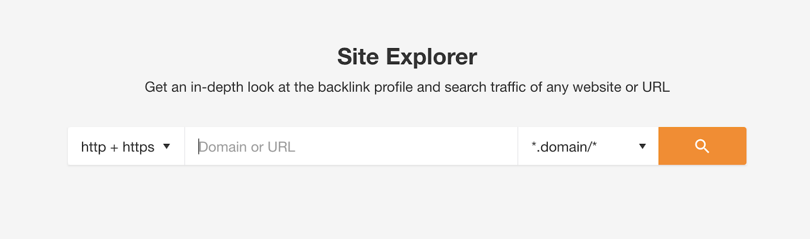 Ahrefs' site explorer search function field.