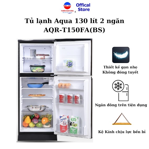 Tủ Lạnh Aqua 130 Lít Aqr - T150Fa(Bs) Không Đóng Tuyết, 2 Ngăn, Thiết Kế Gọn Nhẹ - Hàng Chính Hãng