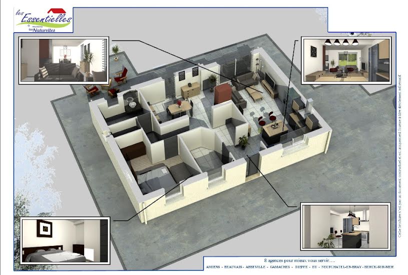  Vente Terrain + Maison - Terrain : 1 500m² - Maison : 71m² à Neufchâtel-en-Bray (76270) 