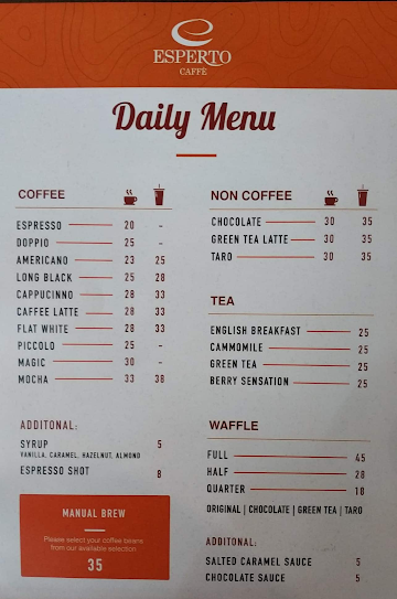 Esperto Caffe menu 