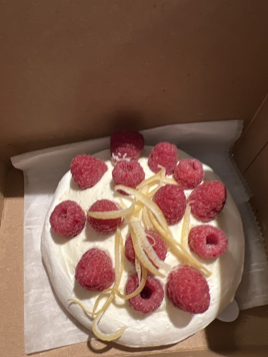 Lemon and raspberry pavlova