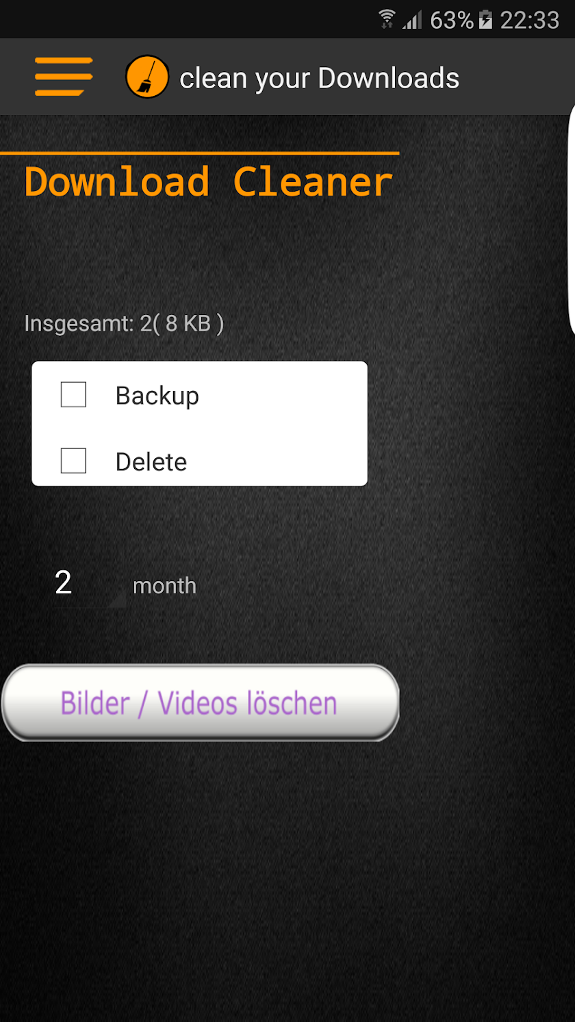 CleanBackupDownloads Screen 1