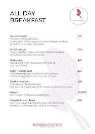 Bunosilo Estate Coffee Roasters menu 1