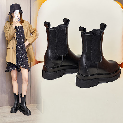 Title 6, Womens Leather Martin Boots Thick-soled Inner ...