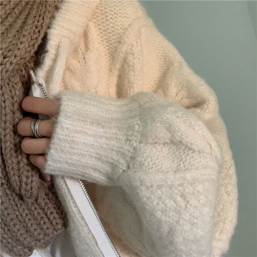 Title 2, All-match Hooded Twist Knit Cardigan Sweater Co...