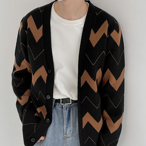 Title 2, Mens Wave Pattern Cardigan Sweater, a comforta...