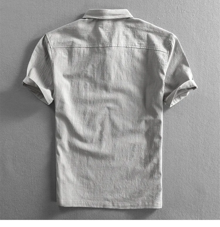 Camisa de lino para hombre primavera verano Slim Fit Pullover Manga corta Media manga Retro Lonely Sail, fresca y cómoda, ideal para el calor.