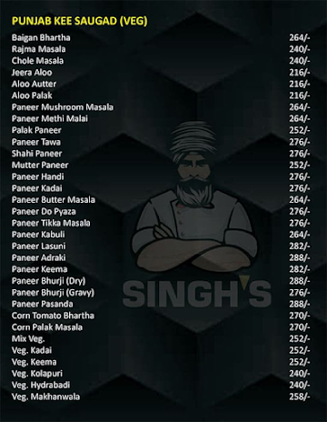 Singh's Shahi Rasoi menu 