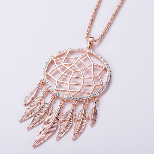 Title 12, Ethnic style round dream catcher hollow necklace