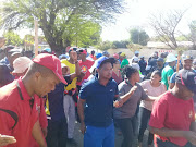 Miners engaged in a protest at eKapa Mines in Kimberley.
