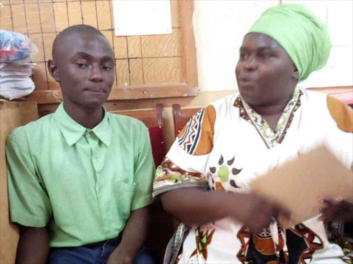 David Wanjala with human rights activist Immaculate Shamalla at St Joseph's Boys' High School, January 18, 2018. /Corazon Wafula