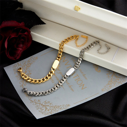 Title 6, Gold Titanium Steel Hip Hop Chunky Necklace for...