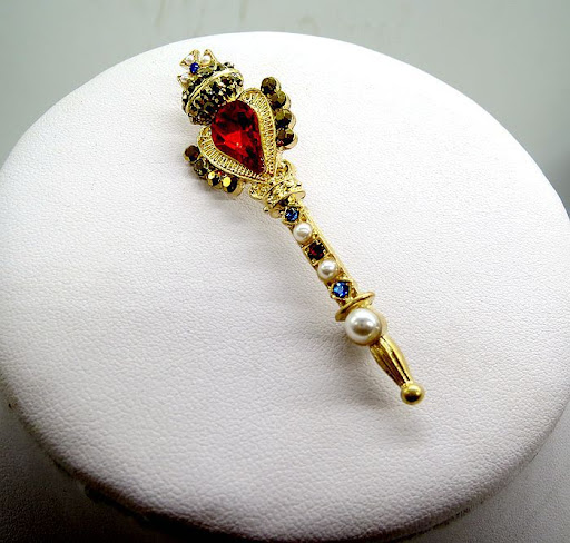 Title 1, Matte Gold Crown Cross Small Pin Women Add a to...