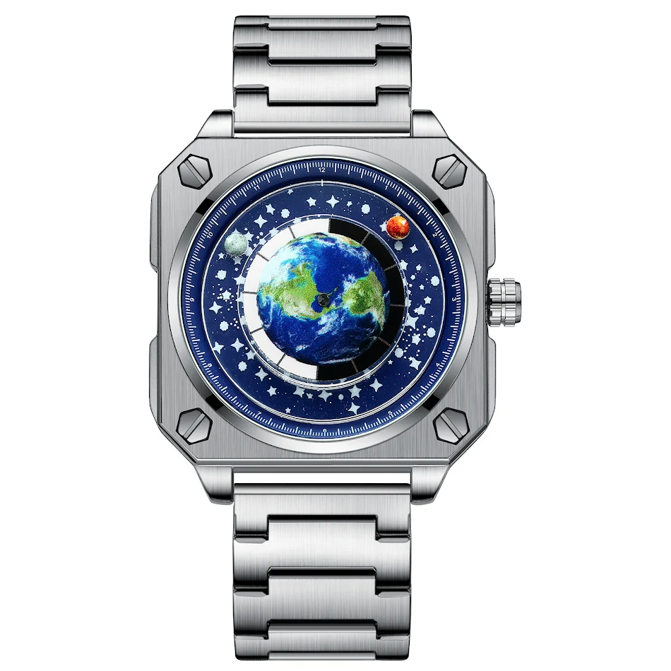 Reloj de cuarzo para hombre esfera grande y creativa. Diseño moderno y audaz para un estilo único. Destaca con este reloj de pulsera.
