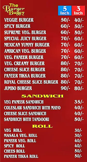 The Burger Buggy menu 