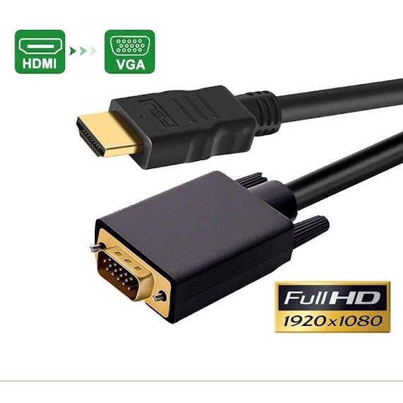 Dây Cáp Chuyển Đổi Tín Hiệu Hdmi Sang Vga Chuẩn 1080P Dài 1.8M, Cáp Hdmi To Vga , Dây Hdmi To Vga Cho Pc, Máy Chiếu.