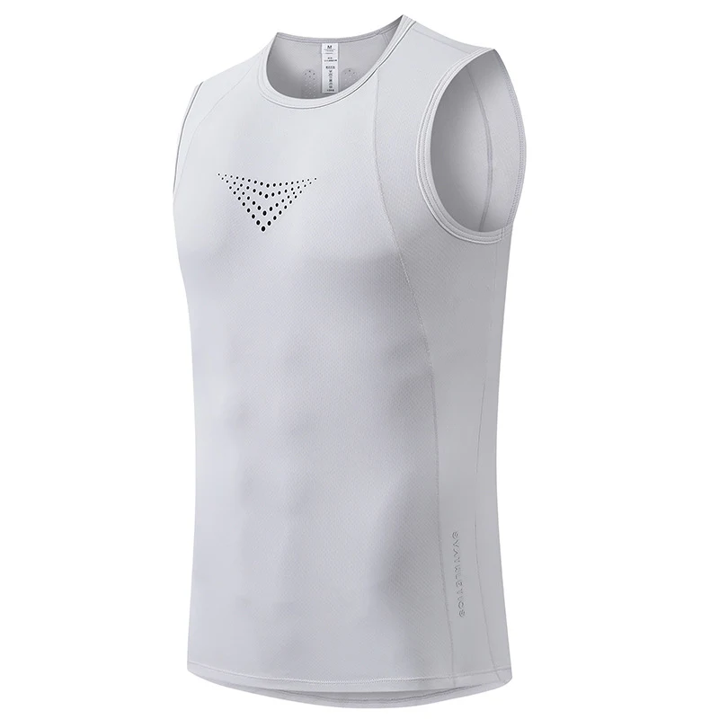 Canotta sportiva da uomo ad asciugatura rapida per fitness outdoor, traspirante, alta elasticità, tinta unita, senza maniche, primavera estate.
