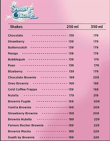 Shake It Chicago menu 