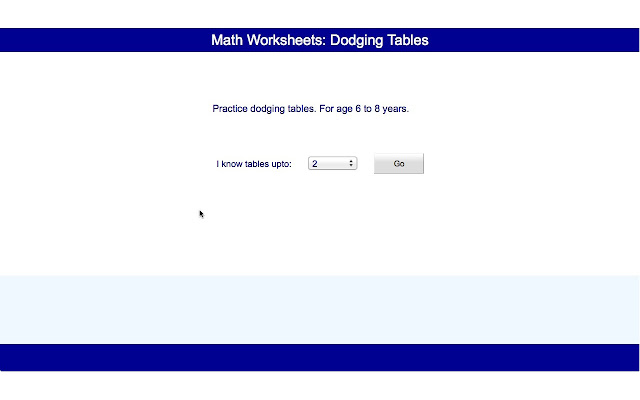 Math Worksheets - Dodging Tables chrome extension