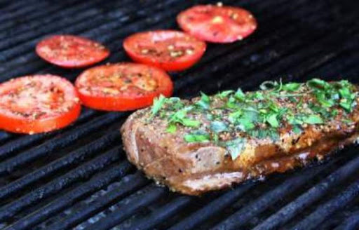 Grilled Steaks And Tomatoes With Basil Garlic Bread 