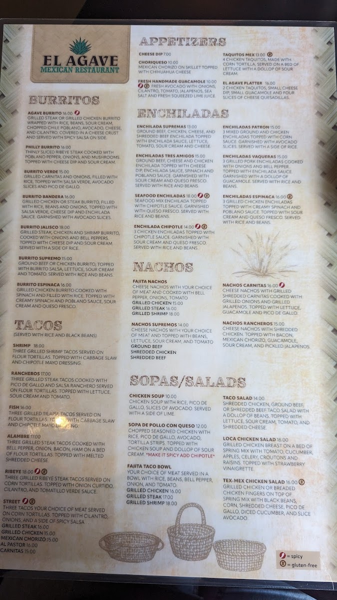 El Agave Mexican Restaurant gluten-free menu