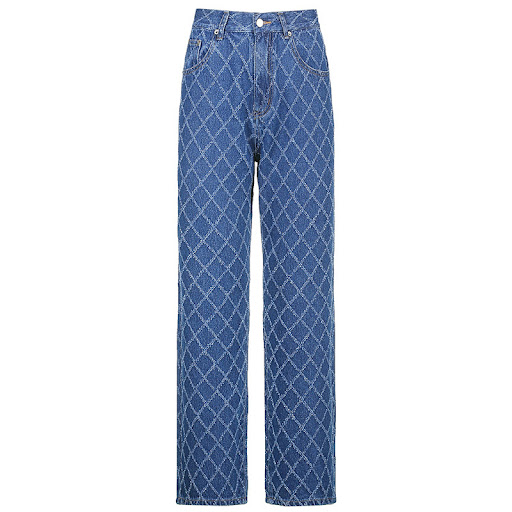 Title 6, Rhombus Check Textured Straight Jeans for men o...