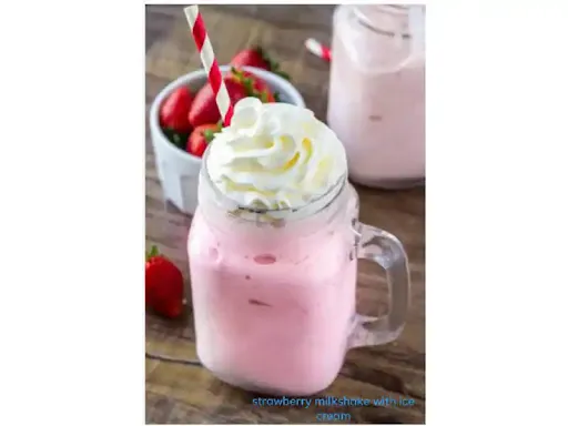 Strawberry Milkshake With Ice Cream