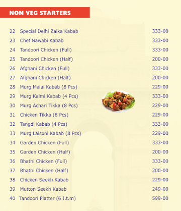 Delhi Zaika menu 