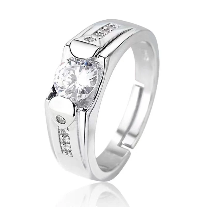 Title 5, Herenring 925 zilver Moissanite koper verguld p...