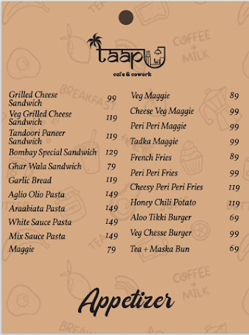 The Taapu menu 