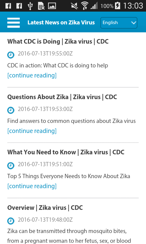 Zika Virus Info and News Screen 3