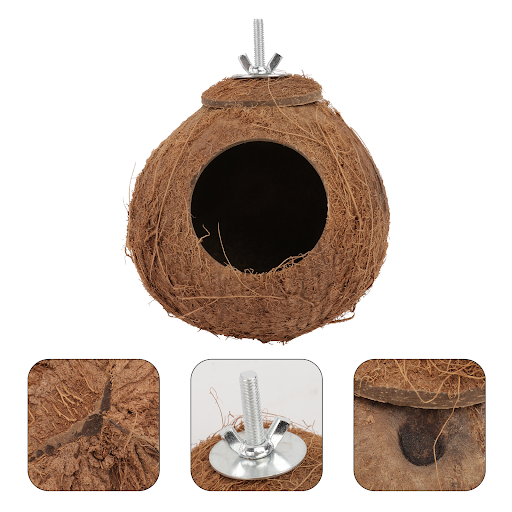 Bird Cage Coconut Shell Nest Birds House Toy Biting Small Parrot Plaything Pet Sleeping Natural