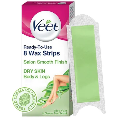 Veet Hair Removal Waxing Strips Kit Dry Skin 8 Strips 8 Pc