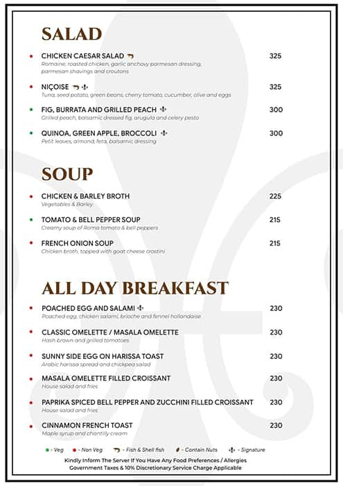 Cafe Noir menu 