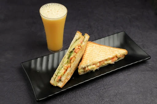 Bombay Masala Cheese Grilled Sandwich Premium + Juice