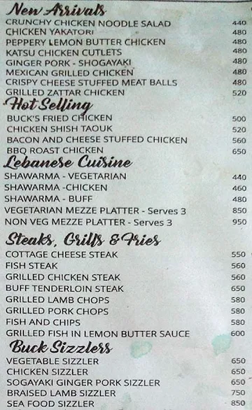 The Buck Stop Here menu 