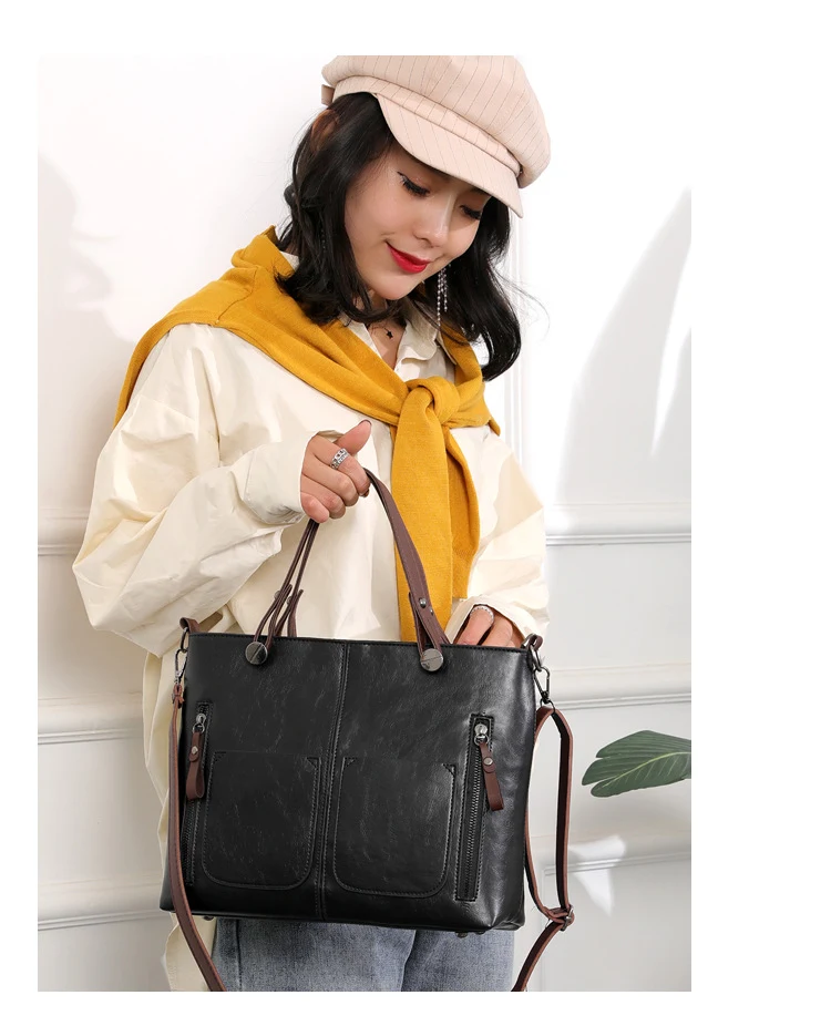 Women's Large-capacity Retro Tote Bag Simple Crossbody Bag Spacious and Stylish Perfect for Everyday Use Classic Design 
