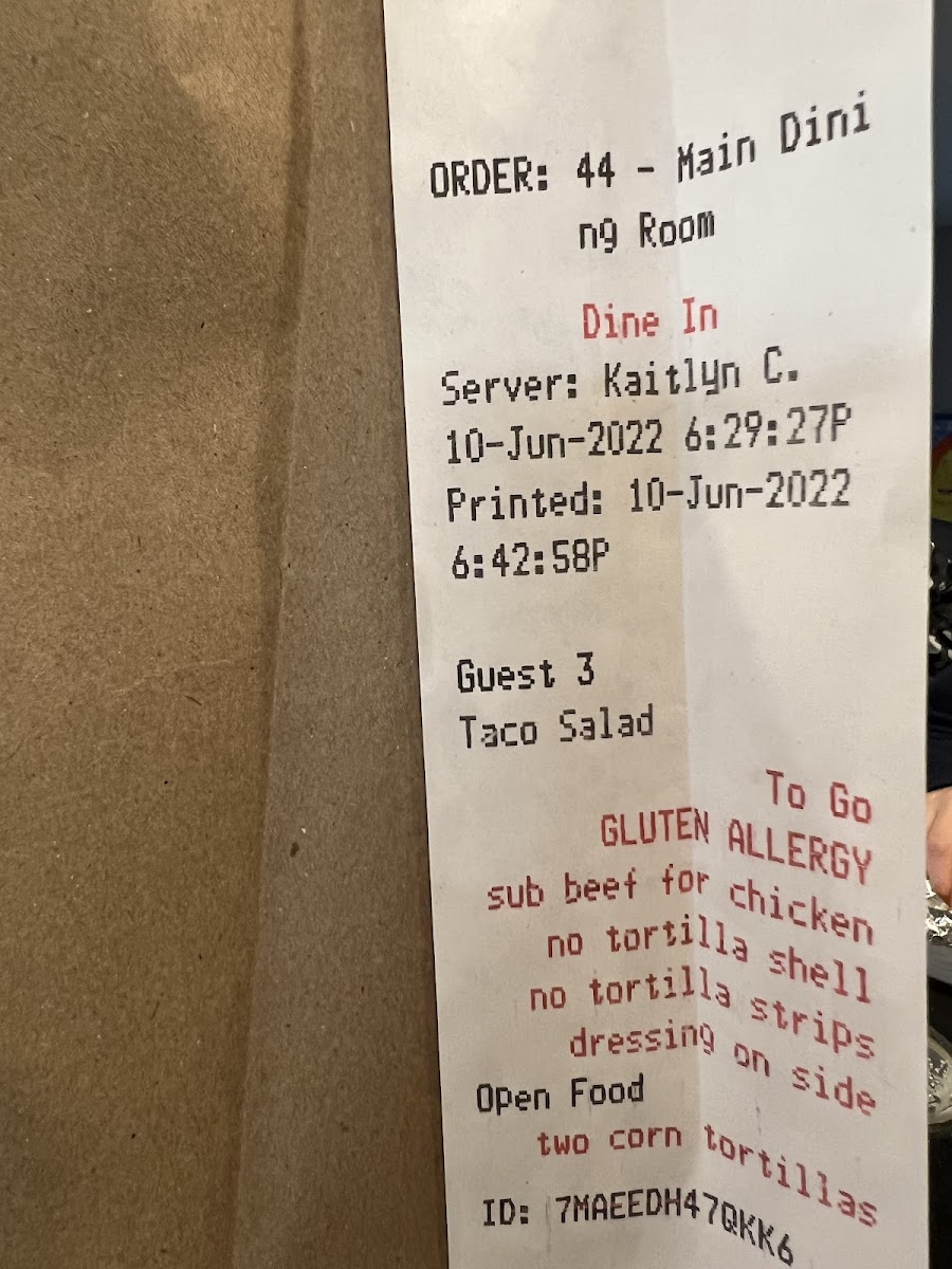 Local's Tacos and Tequila gluten-free menu