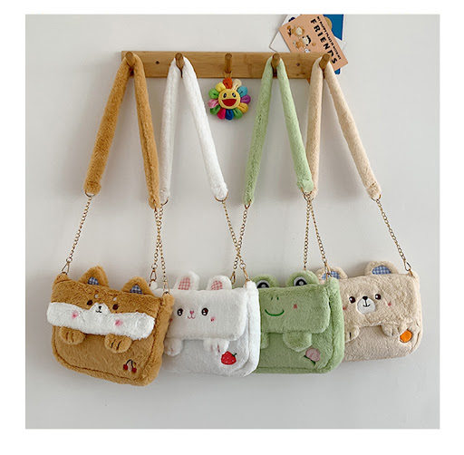Title 4, Cartoon Embroidered Plush Crossbody Bag, a cute...