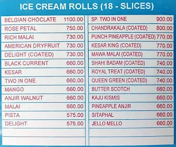 Jain Dugdhalay menu 