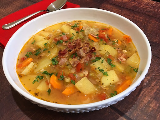 A delicious and comforting bowl of German Potato Soup. 