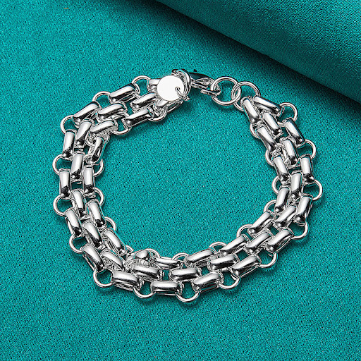 Title 4, Silver Plated Double Layer Chain Checker Button...