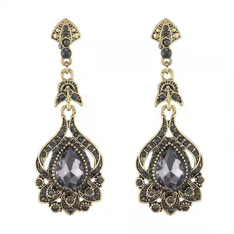 Boucles d'oreilles Long Hollow en forme de goutte d'eau, rétro et avec pierres précieuses, faciles à assortir, parfaites pour tous les styles