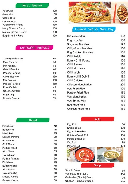 Desi Firang menu 